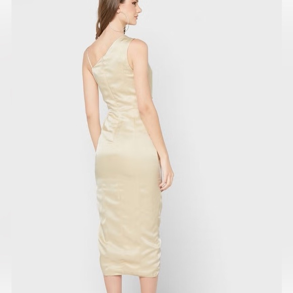 NWT Lavish Alice Satin Cowl Neck Side Slit Bodycon Dress - Picture 3 of 9
